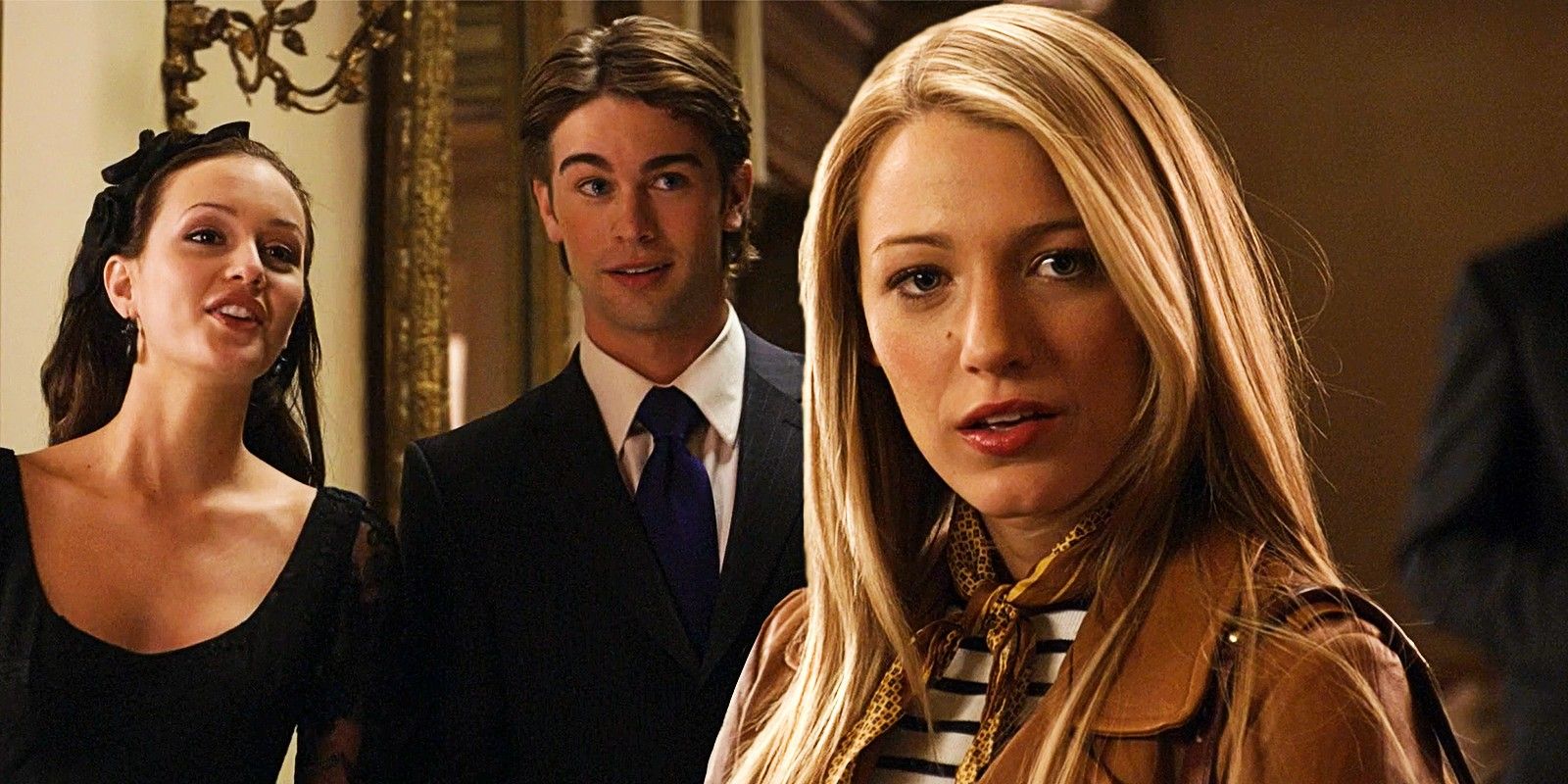 Leighton Meester as Blair, Chace Crawford as Nate, and Blake Lively as Serena in Gossip Girl season 1 episode 1