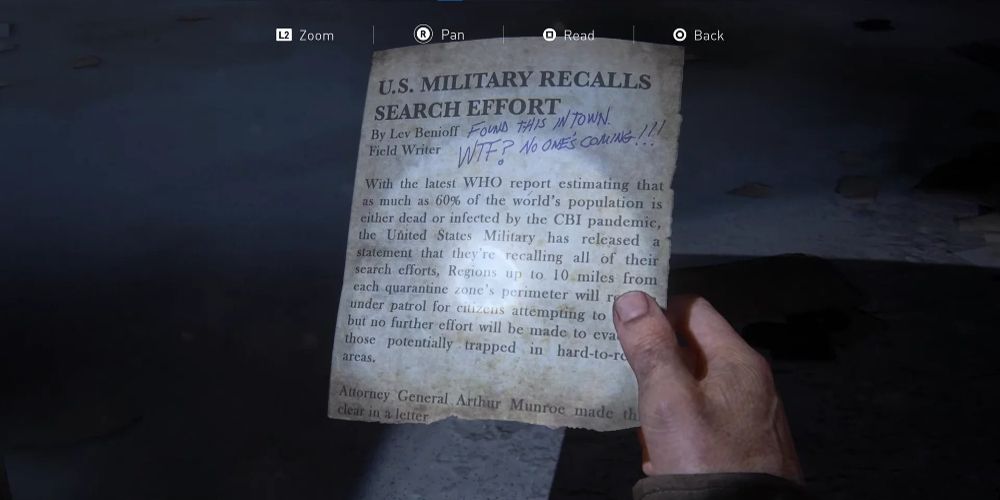 Uma referência de City of Thieves é vista em The Last Of Us