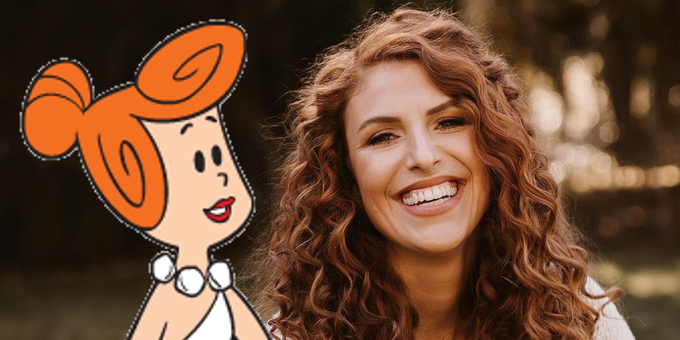Little People Big World star Audrey Roloff smiling with Wilma Flinstone image on top