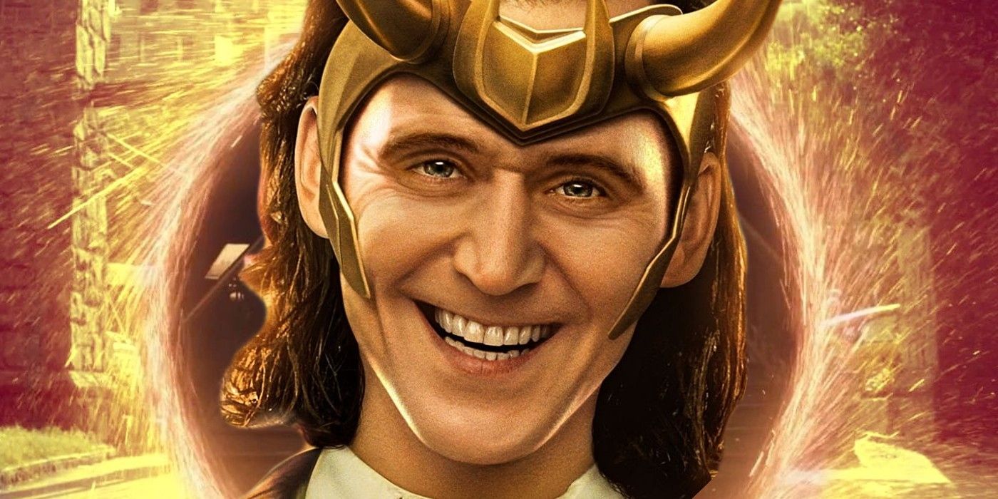 Loki smiling in front of a Doctor Strange portal.