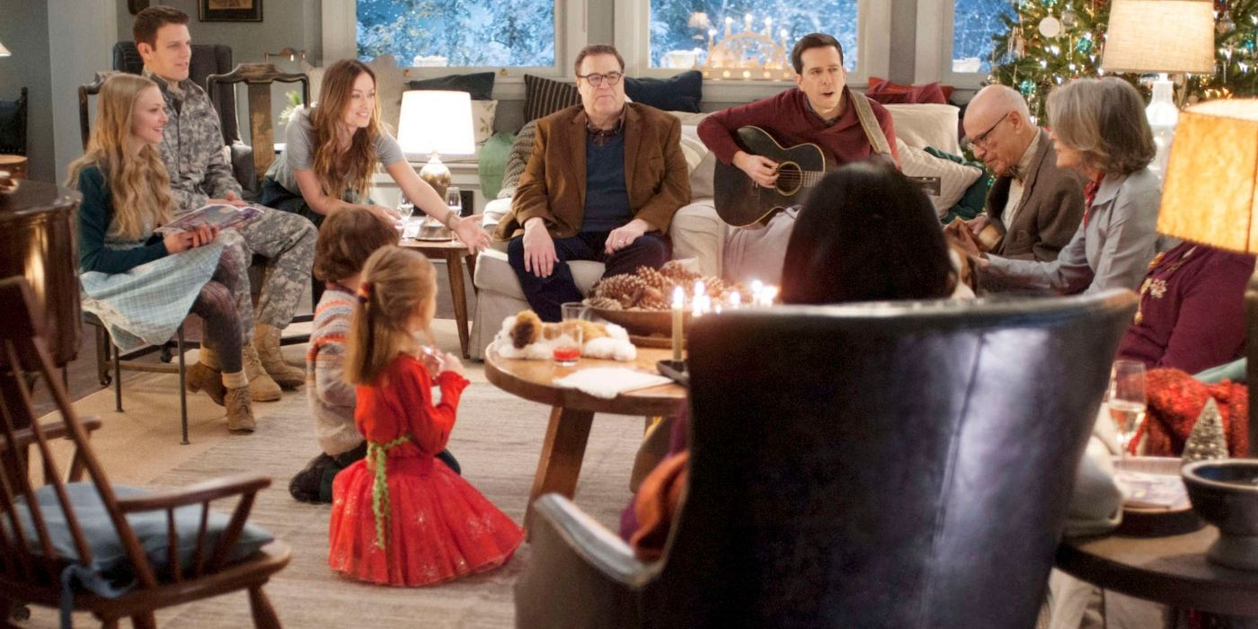 The family gathered in a living room in Love The Coopers