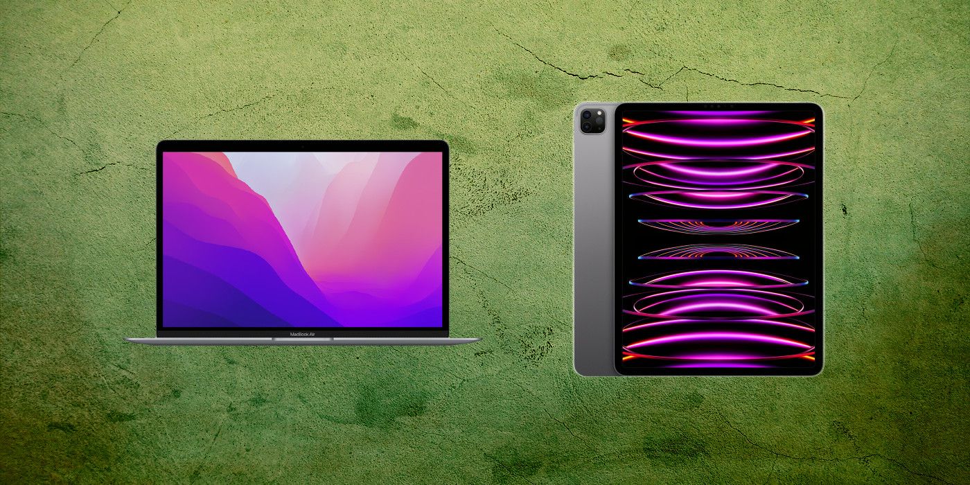 M1 MacBook Air and M2 12.9 iPad Pro on custom background