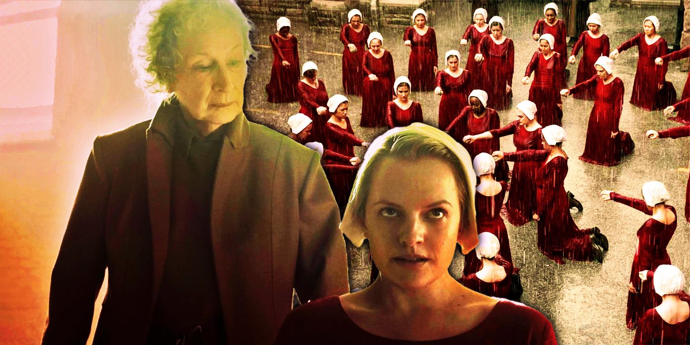 Margaret Atwood as Aunt Margaret and Elizabeth Moss as June Offred in The Handmaid's Tale season 1 episode 1