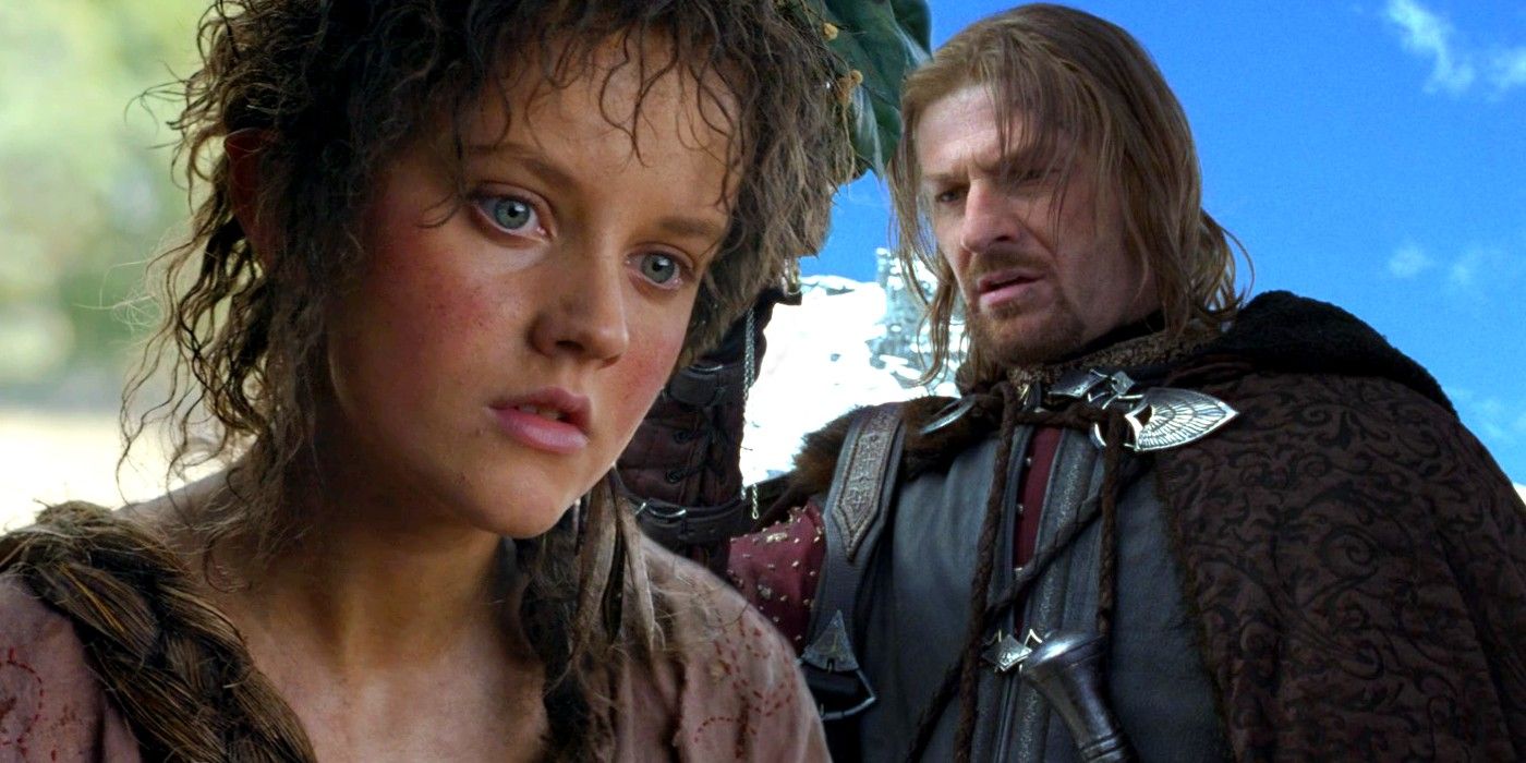 Markella Cavenagh as Nori in Rings of Power and Sean Bean as Boromir in Lord of the Rings