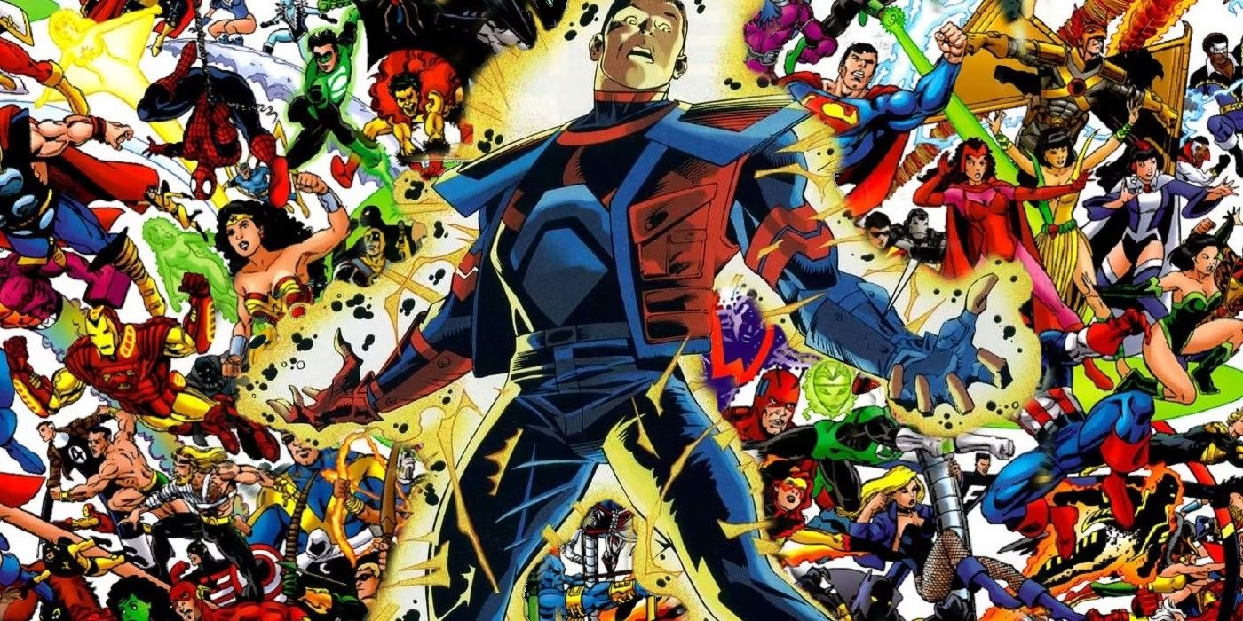 An image of Marvel and DC's characters in the All Access Comic. 