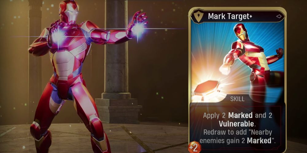 Iron Man's Mark Target card is seen in Marvel's Midnight Suns