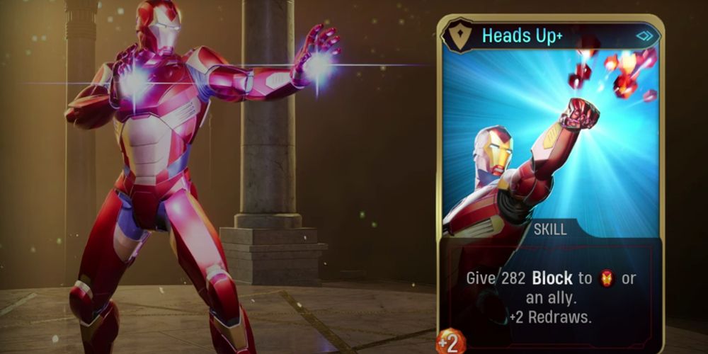 Iron Man's Heads Up card is seen in Marvel's Midnight Suns