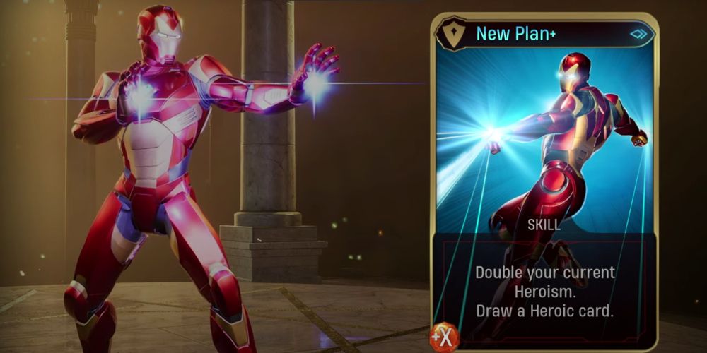 Iron Man's New Plan card is seen in Marvel's Midnight Suns