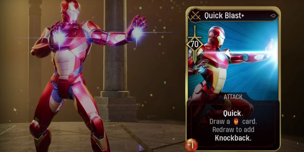 Iron Man's Quick Blast card is seen in Marvel's Midnight Suns