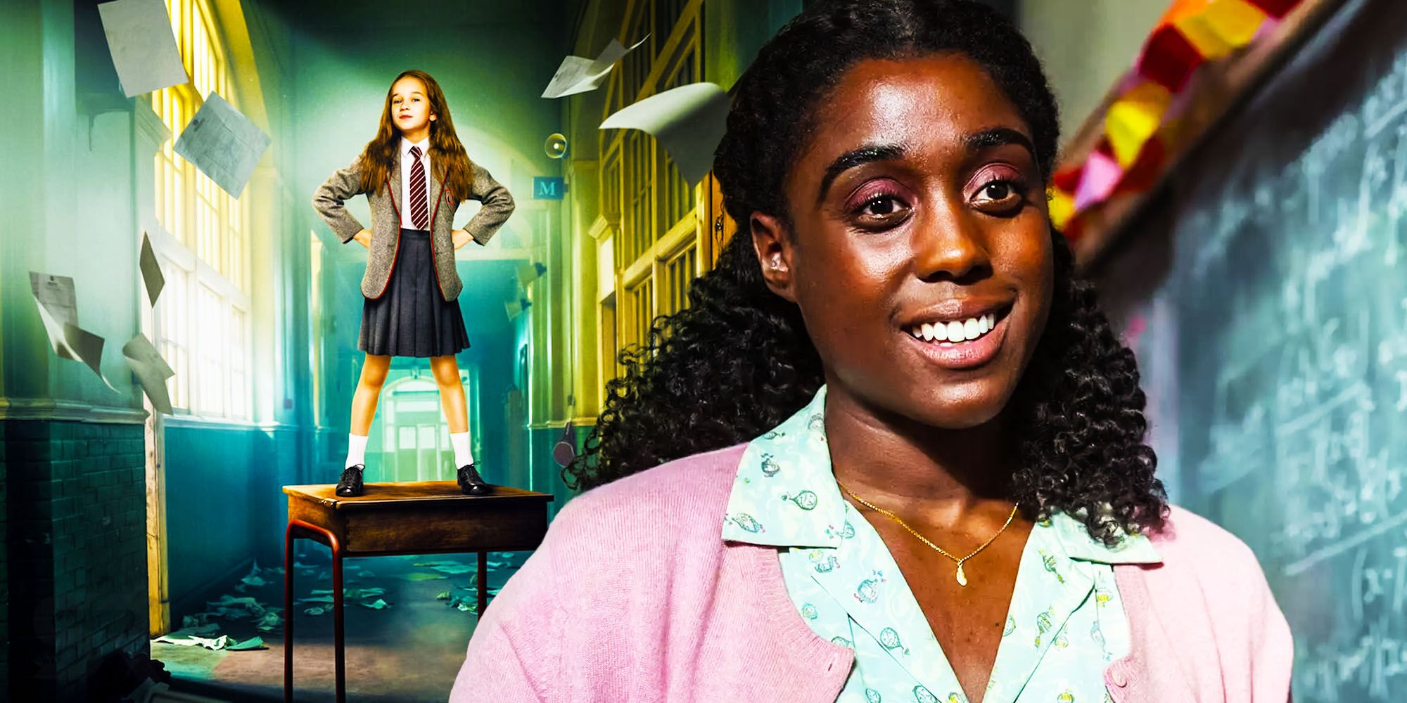 Matilda The Musical Split Image Miss Honey Lashana Lynch