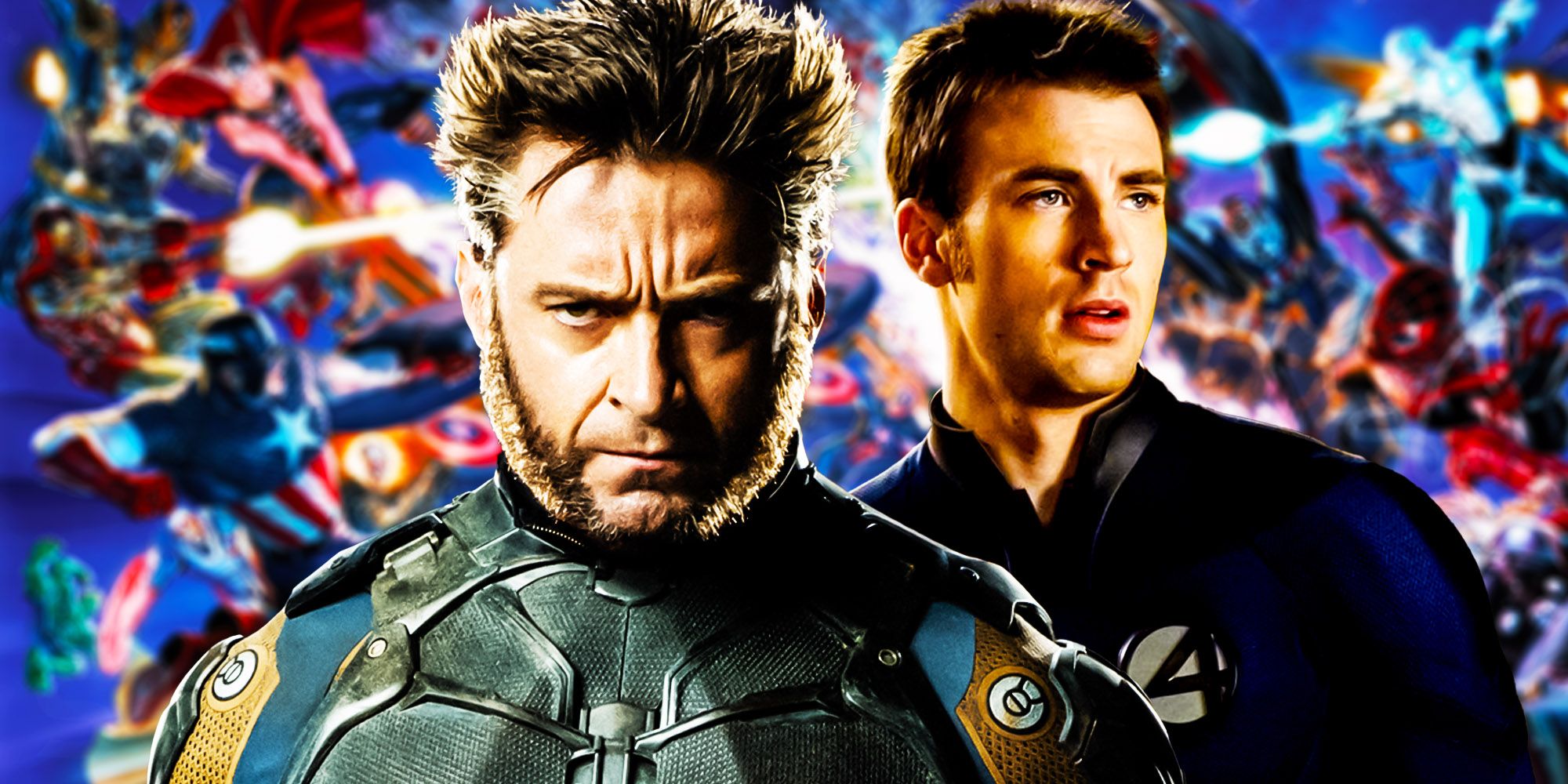 The comic backdrop of Secret Wars: Hugh Jackman's Wolverine and Chris Evans' The Human Torch