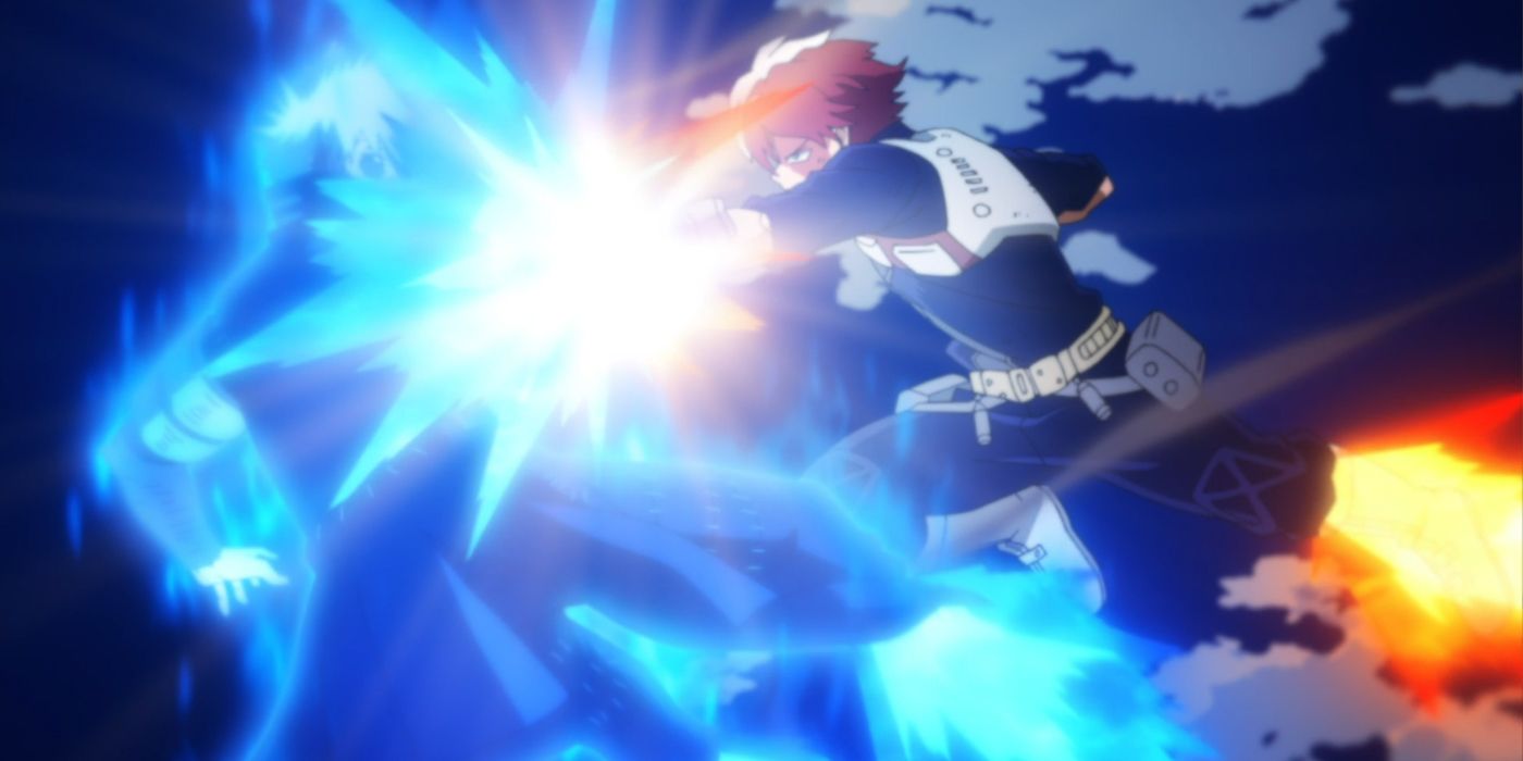 My Hero Academia: Shoto battles Dabi in midair.