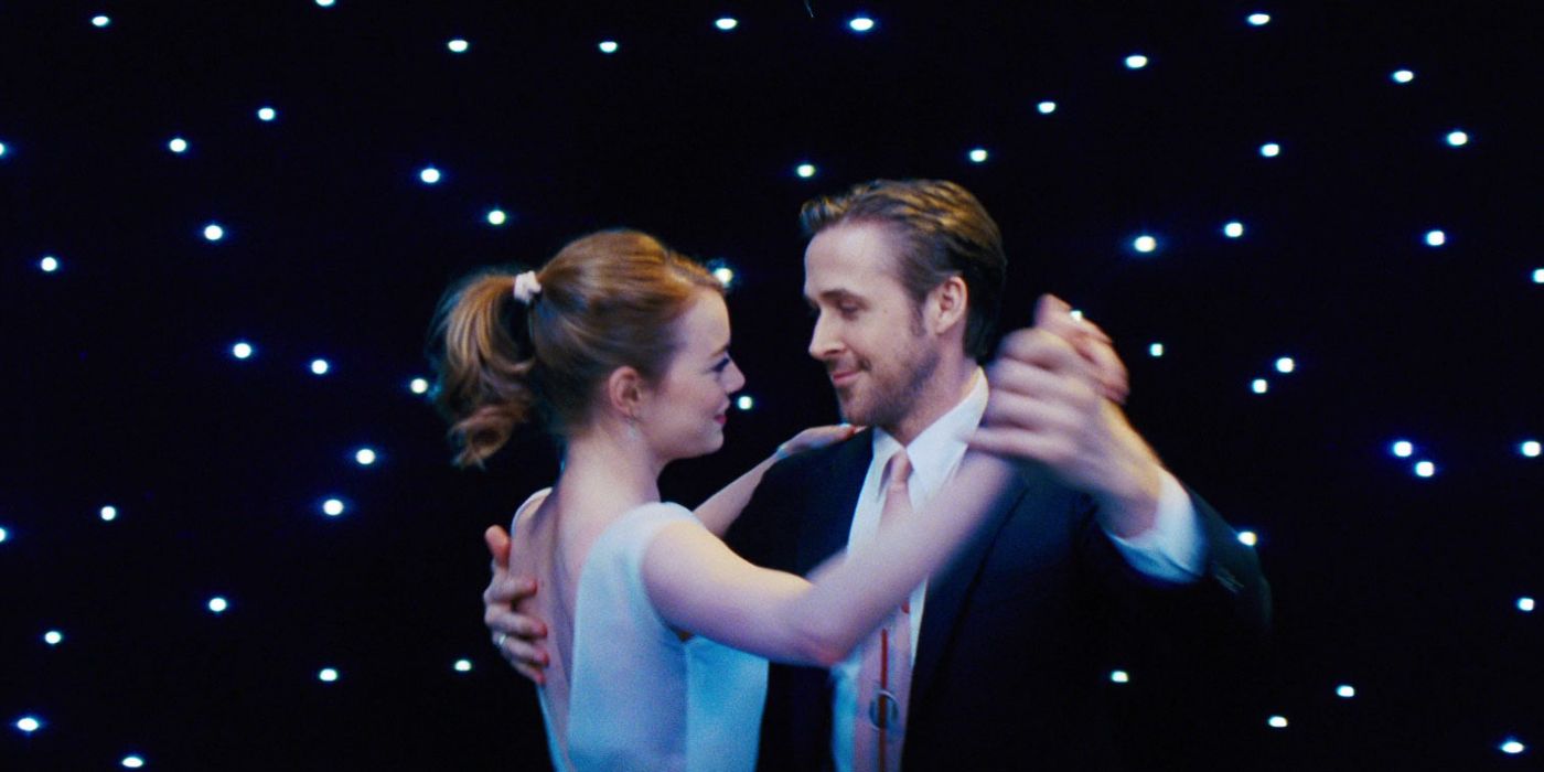 Mia and Seb dancing among the stars in the La La Land dream sequence