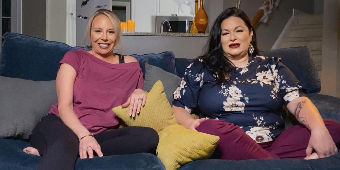 90 Day Fiancé's Molly Hopkins and Cynthia Decker sitting on couch smiling