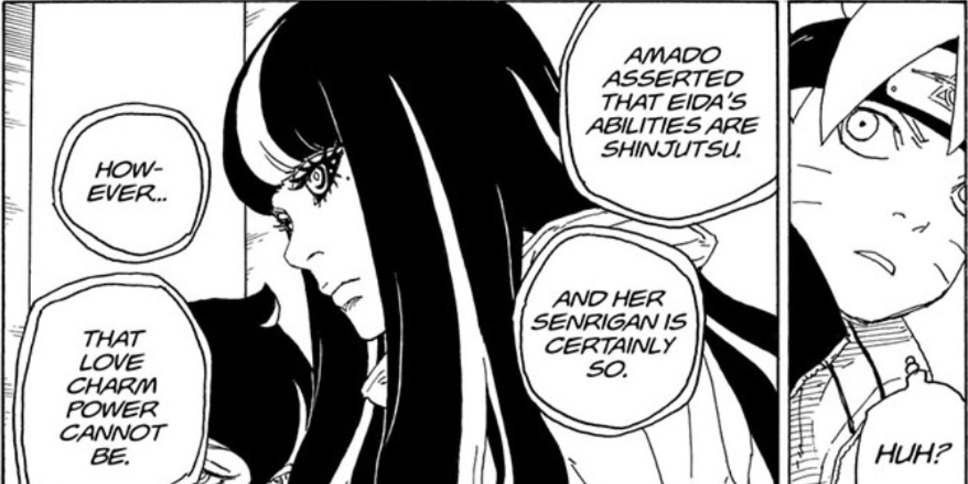 Momoshiki reveals that Eida's love charm isn't a shinjutsu in Boruto chapter 75