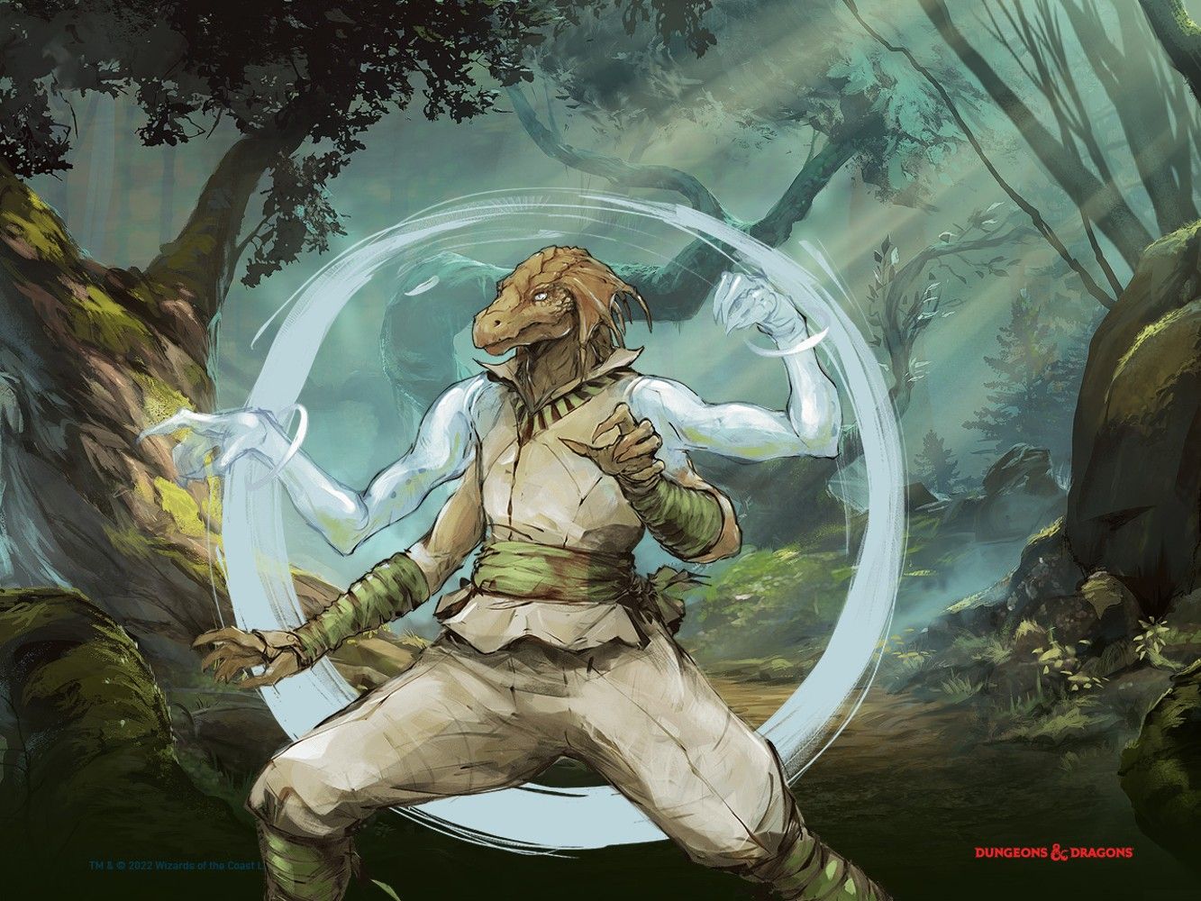 Monk using Astral Self arms with a nature background.