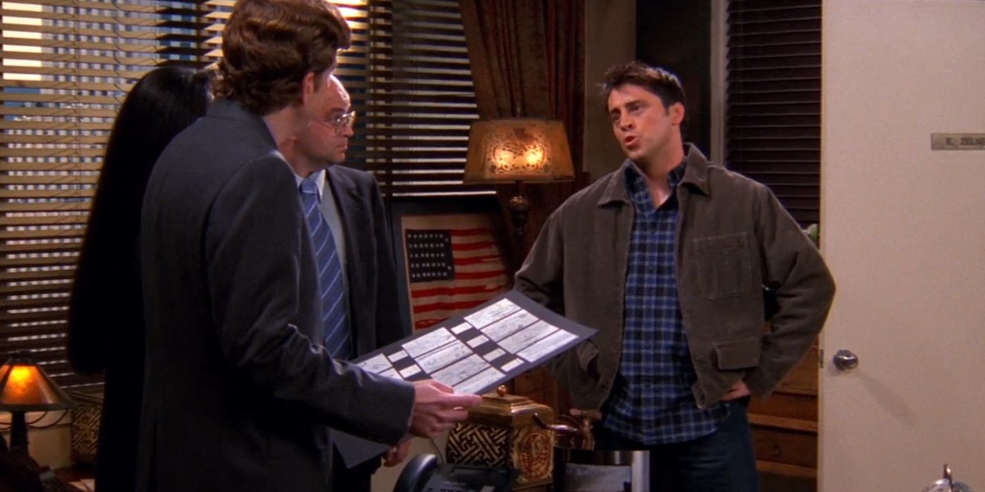 Joey grita com o Sr. Zelner em seu escritório em Friends.