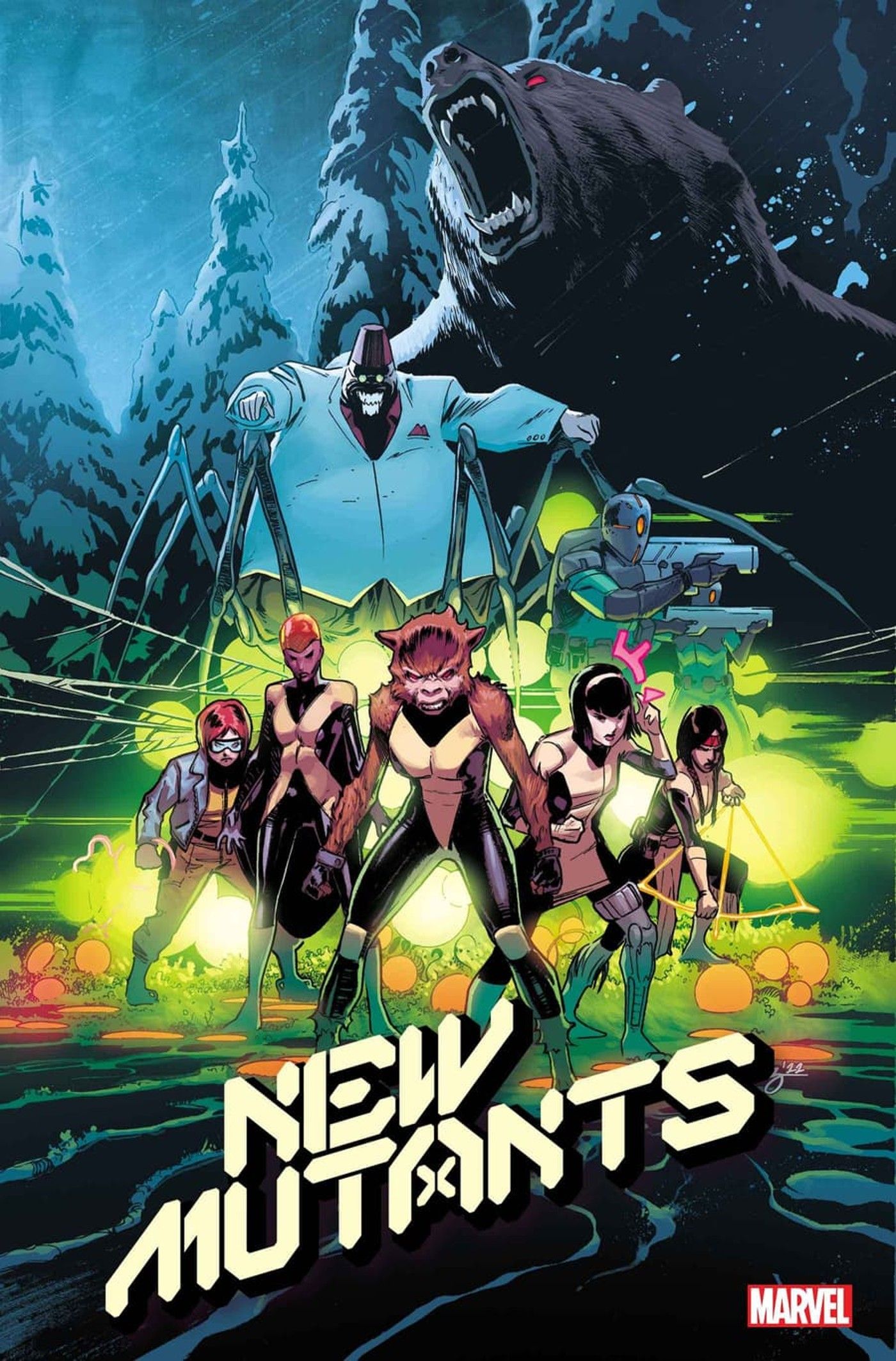 Couverture pour New Mutants Lethal Legion #1 avec Escapade, Cerebella, Wolfsbane, ,Karma et Dani Moonstar