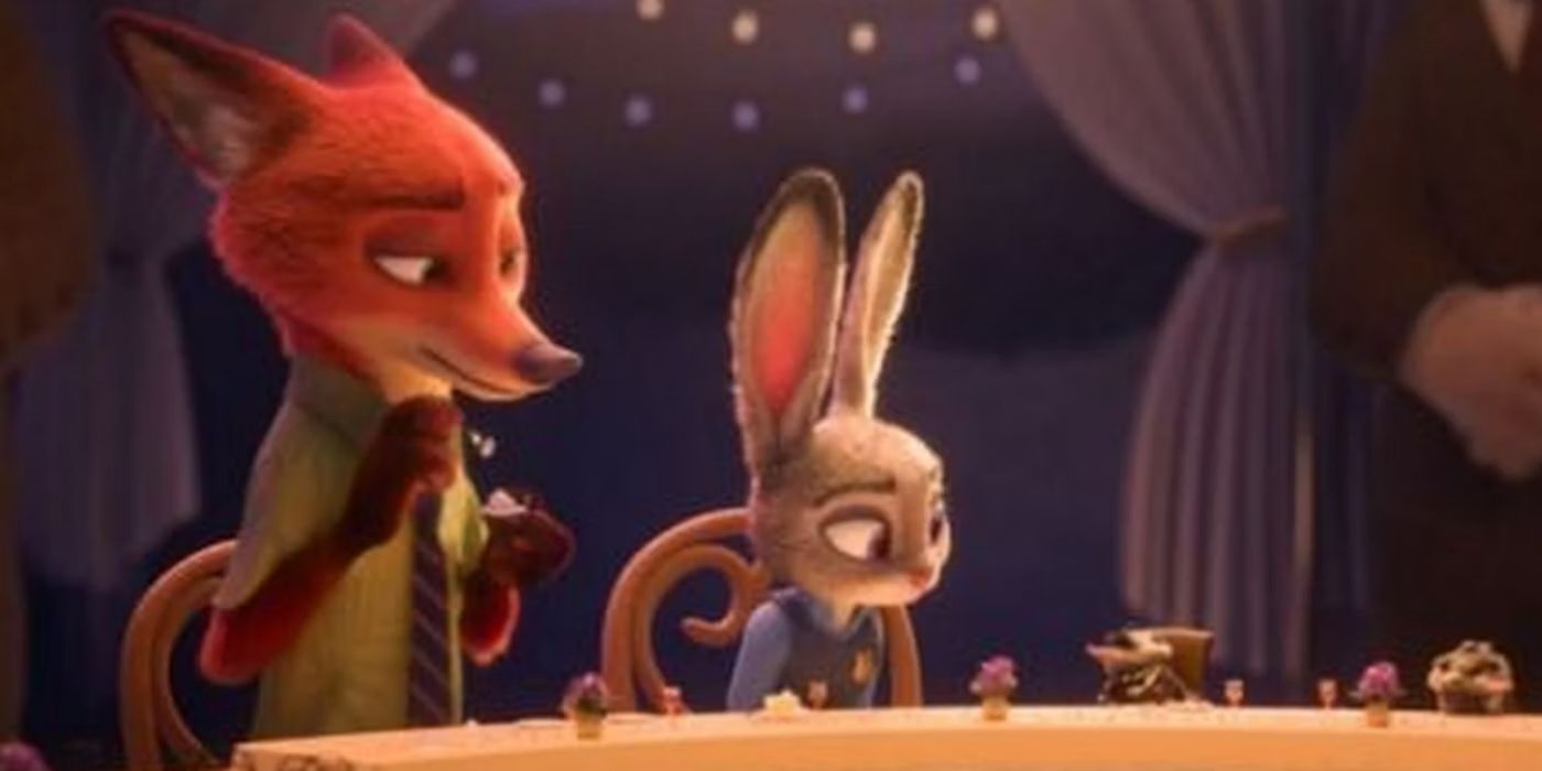 Nick and Judy at the wedding in Zootopia.