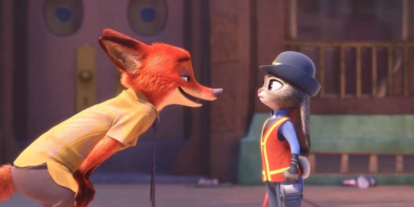 Nick se burla de Judy en Zootopia.