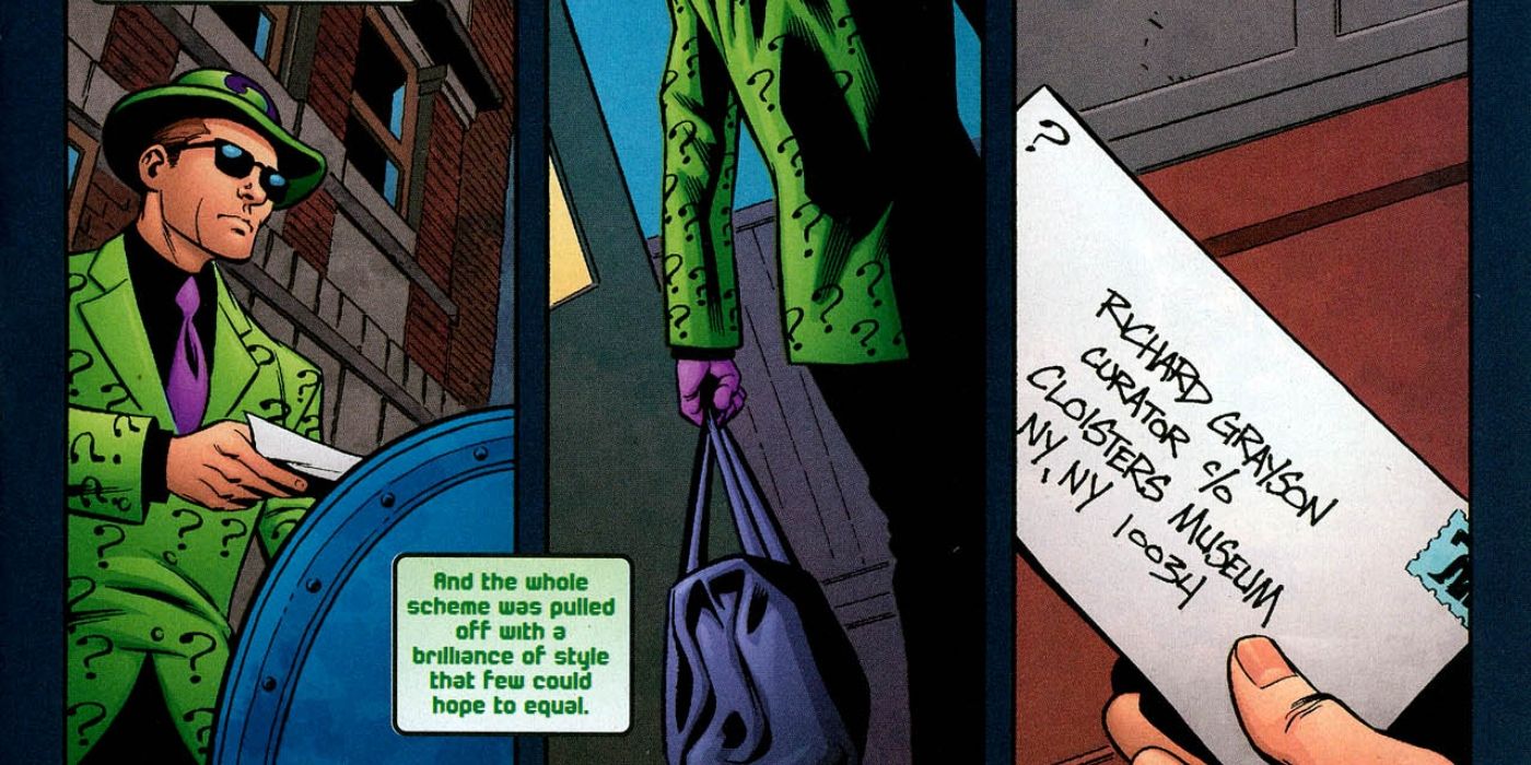 Nightwing et Riddler font équipe dans les bandes dessinées.