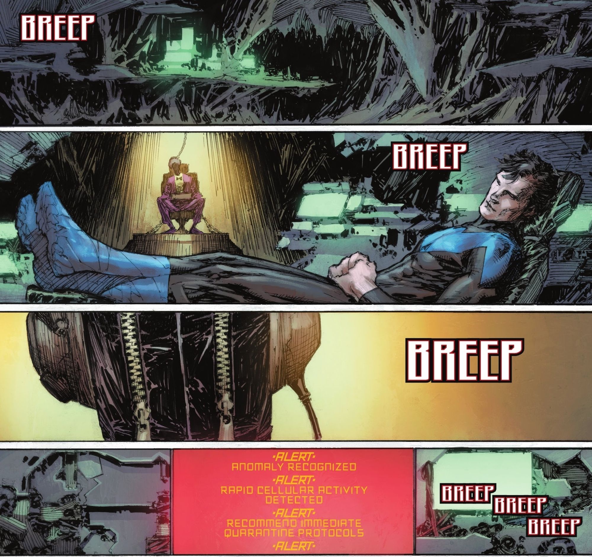 Nightwing dort tout en gardant Joker dans Deadly Duo