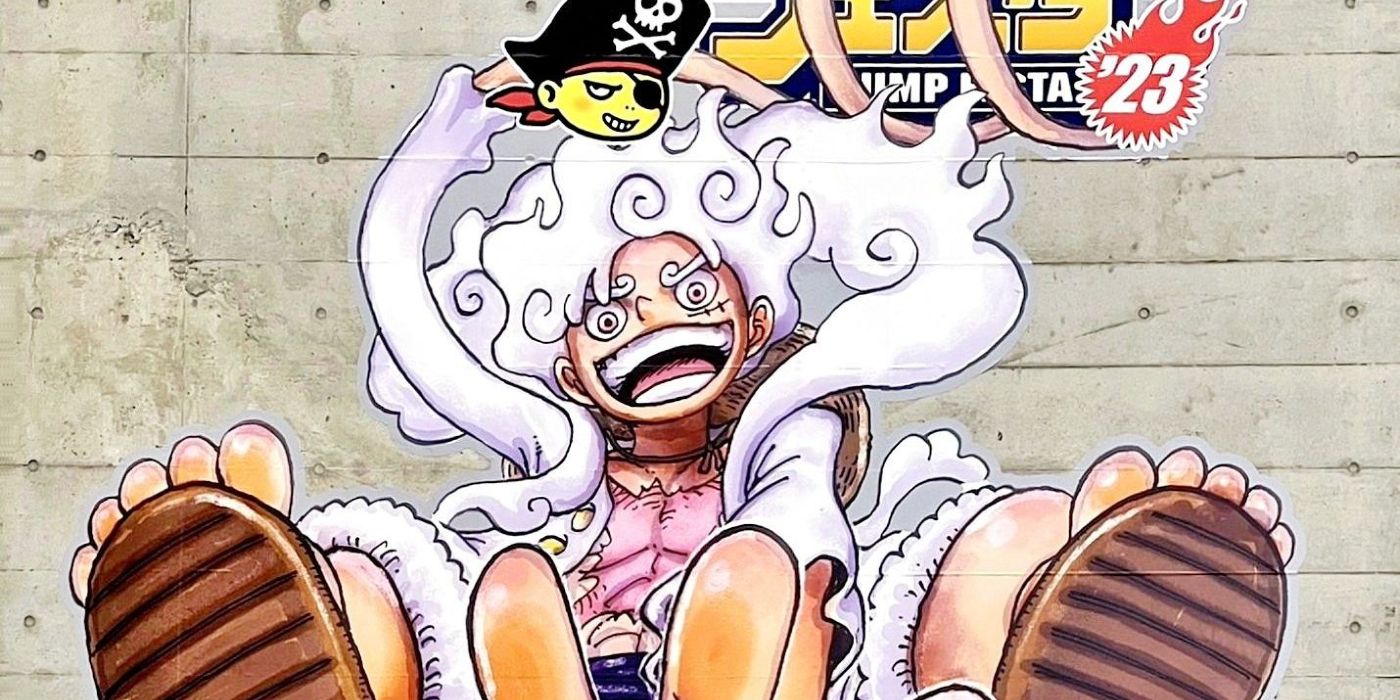 Luffy as Nika with the logo of Jump Festa 2023