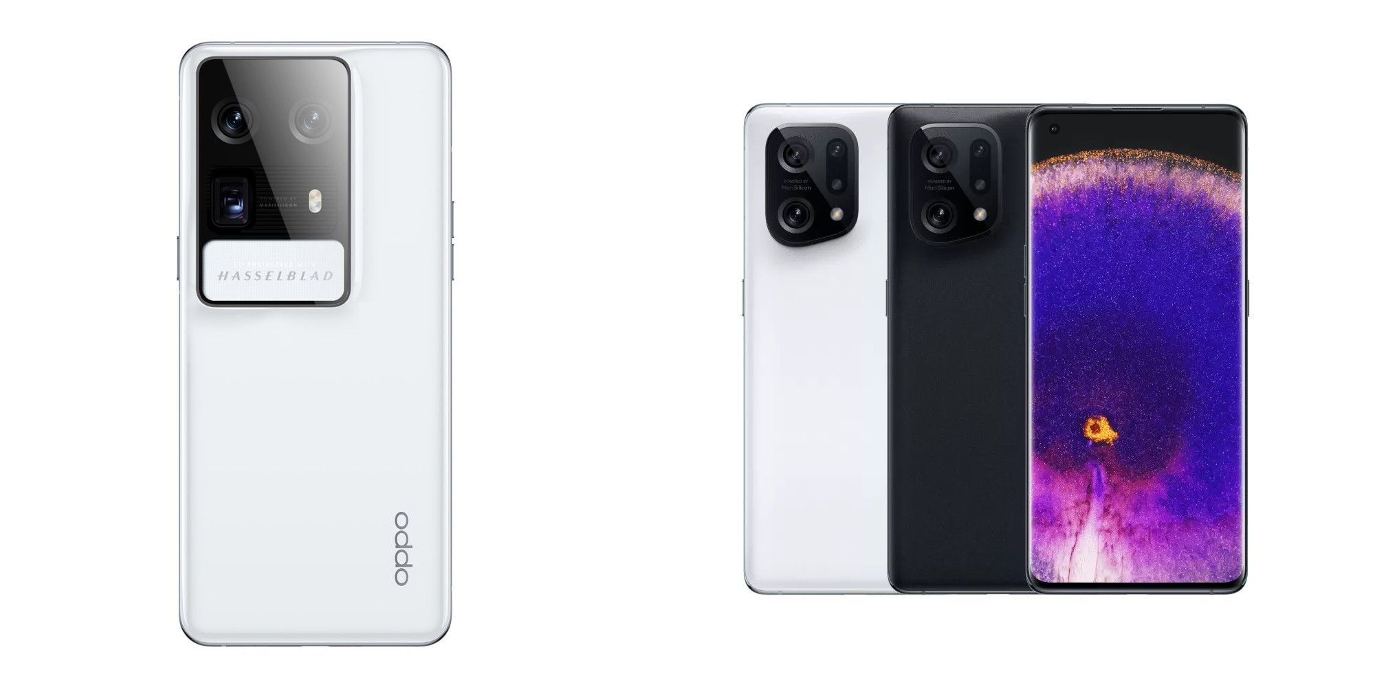 A photo showing the Oppo Find X6 and Find X5 side by side