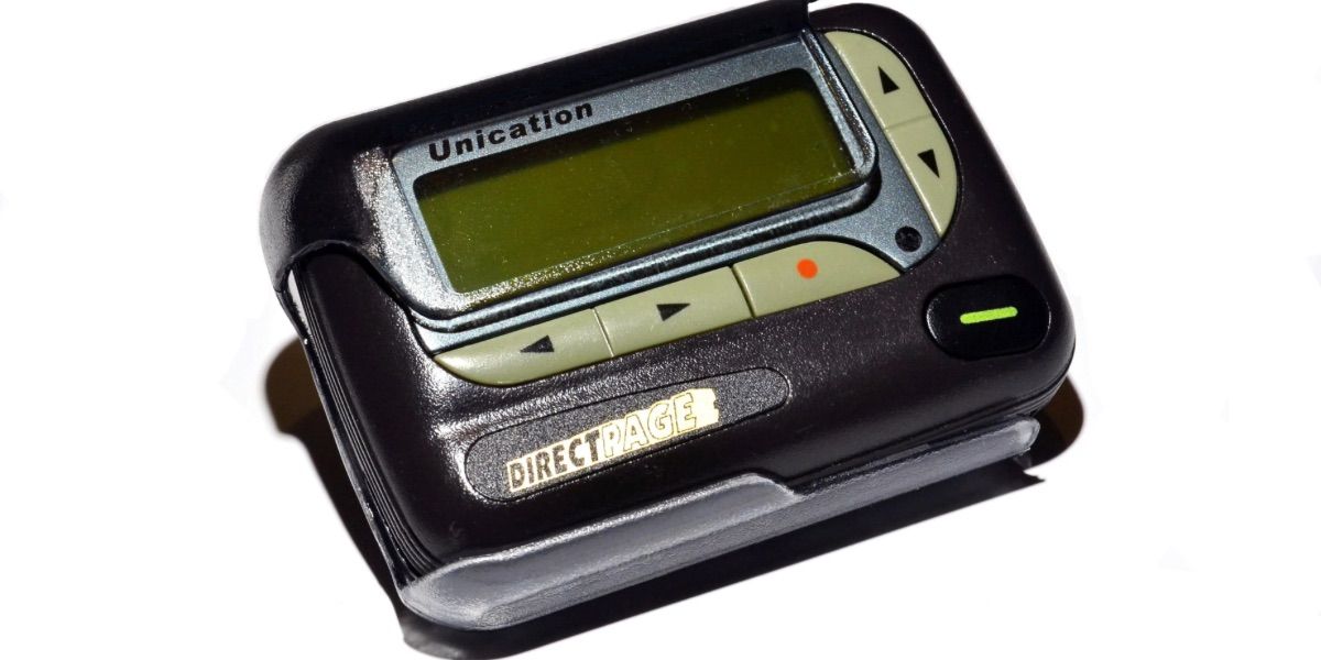 A retro pager appears on a white background 
