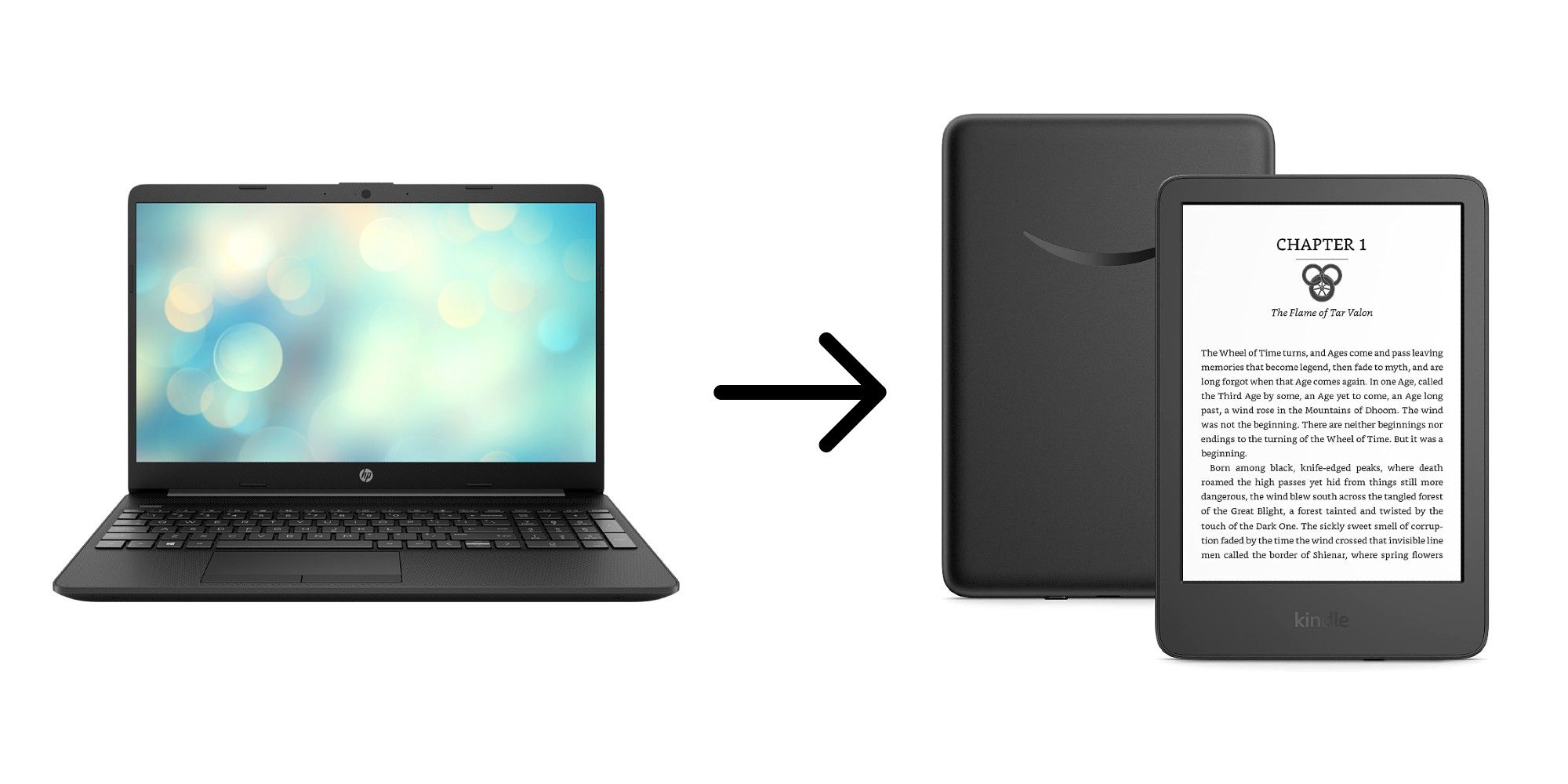 Uma imagem de um PC e um Kindle