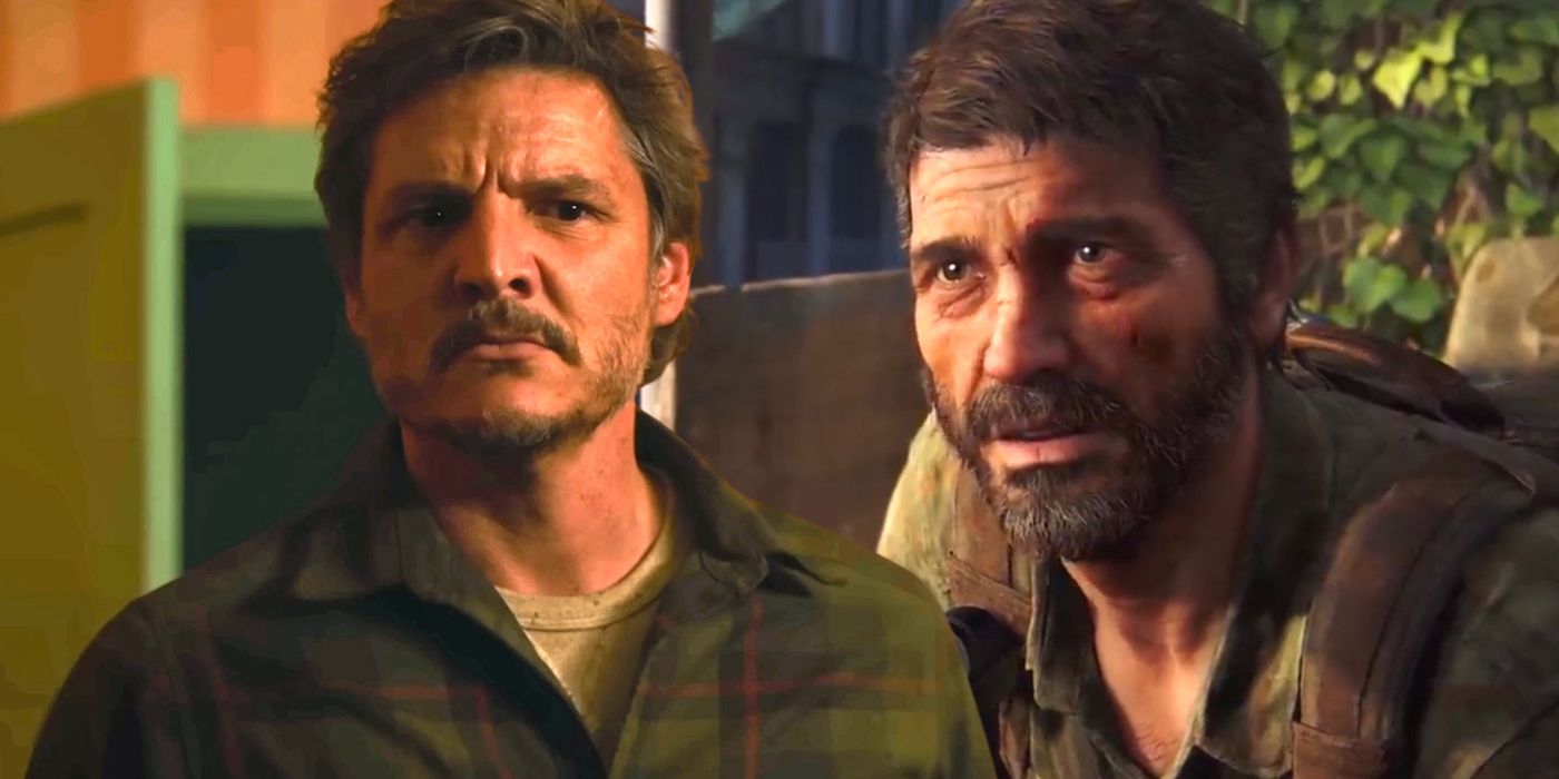 Pedro Pascal as Joel next to Joel from The Last of Us Game