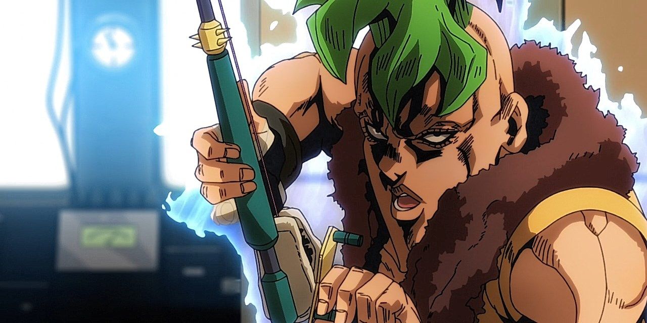 Pesci menacingly wielding Beach Boy's fishing rod in JoJo's Bizarre Adventure.