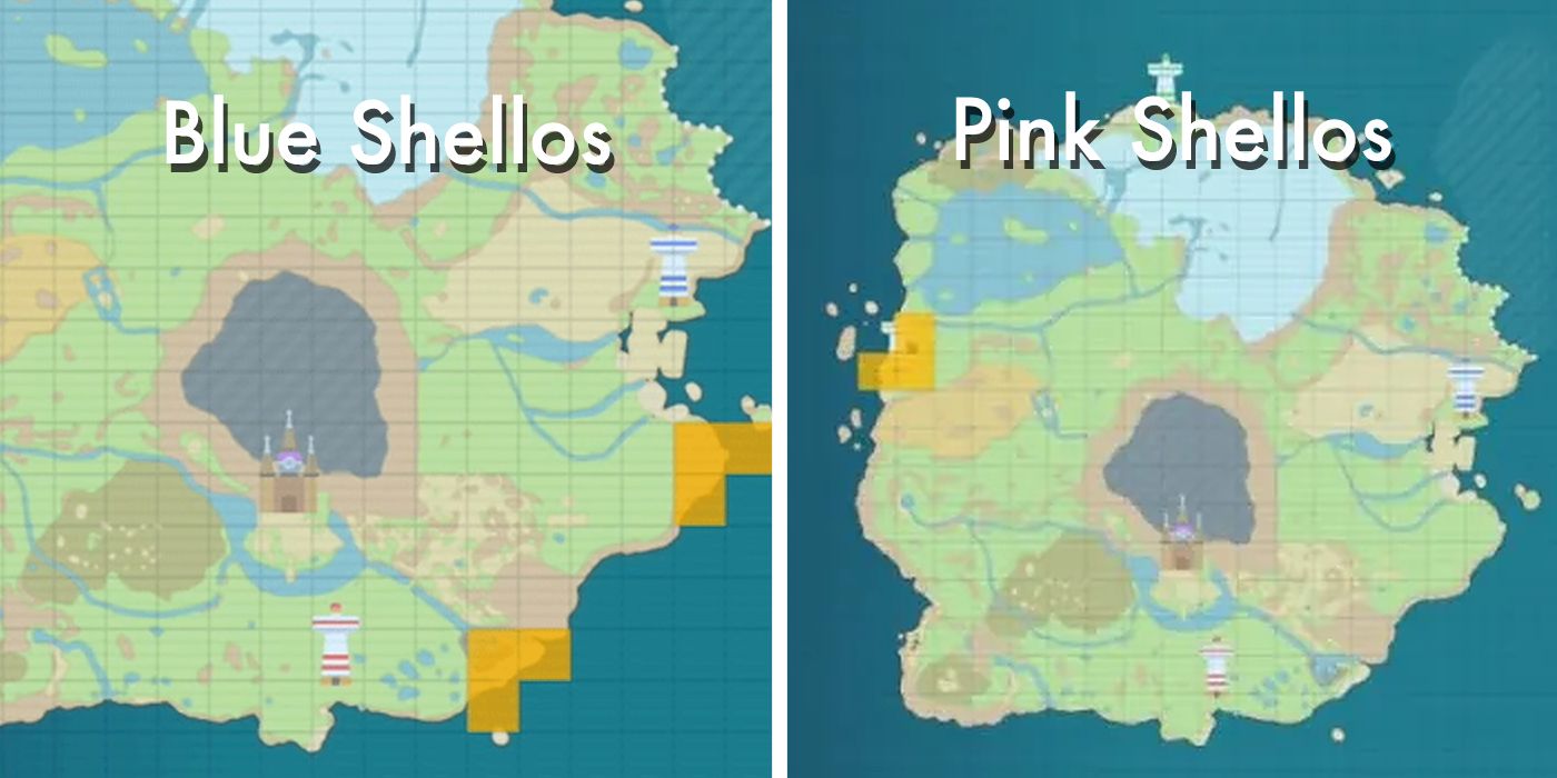 Ubicaciones de Shellos rosa y azul en Pokémon Escarlata y Violeta