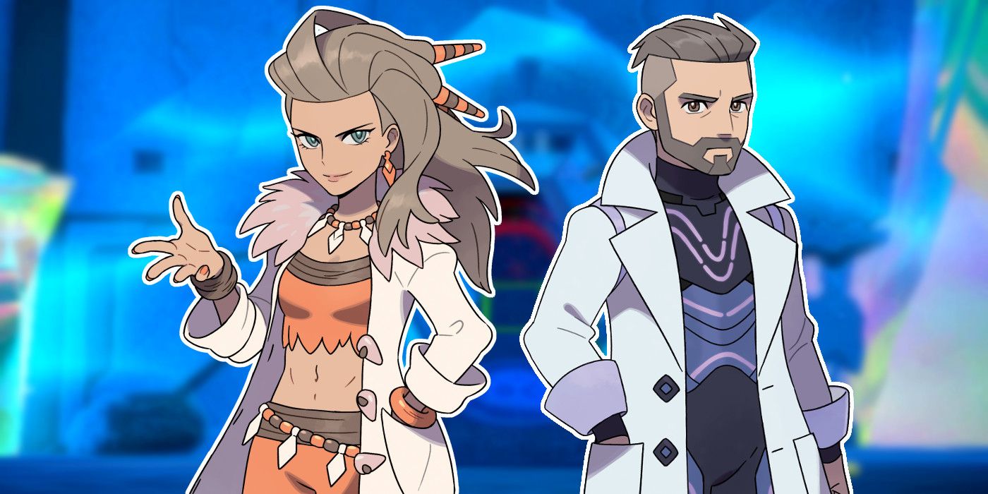 Pokémon Scarlet and Violet's Professor Sada and Professor Turo at the Zero Lab