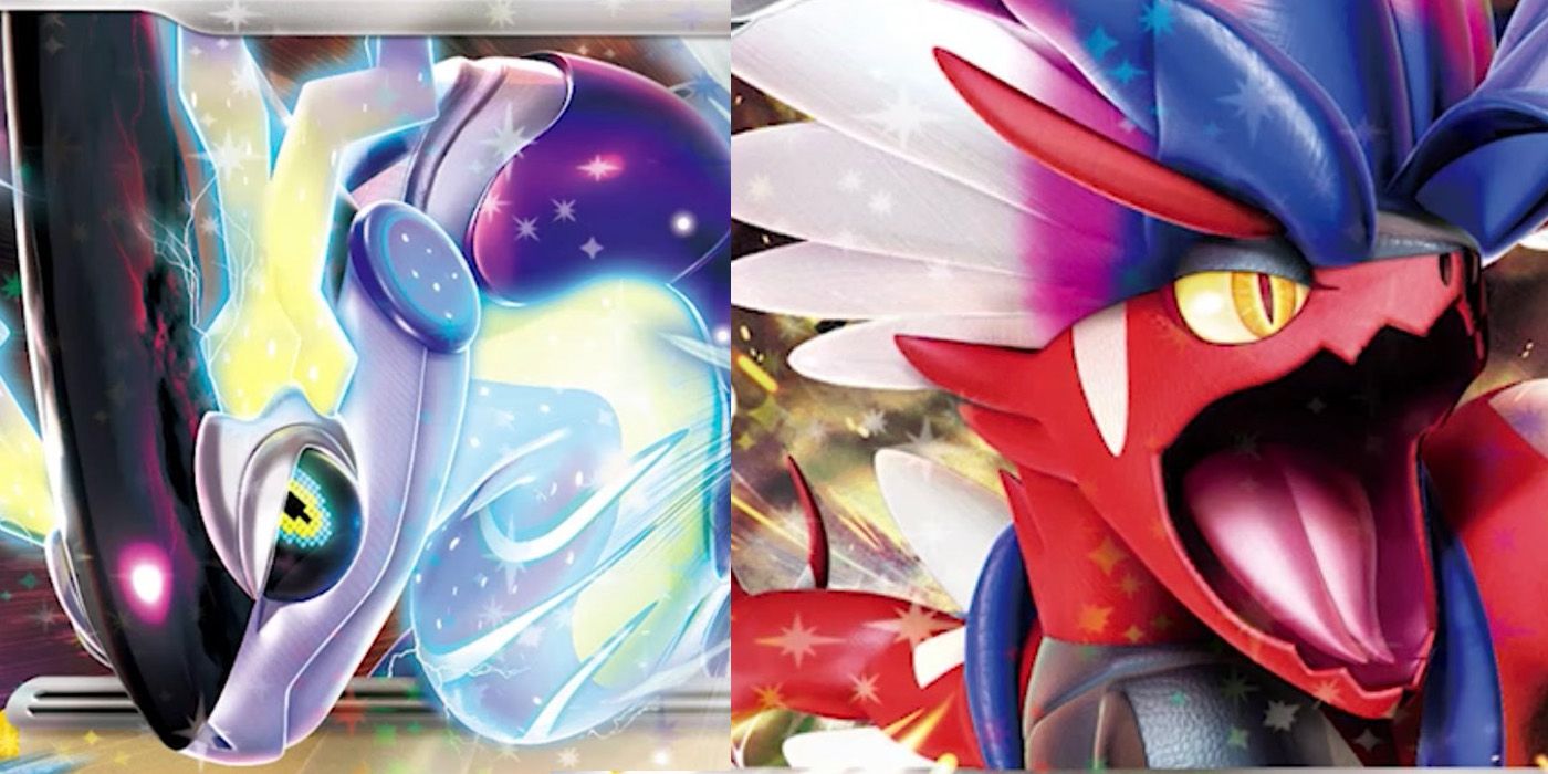 Cover art for Pokémon TCG's Miraidon and Koraidon ex cards,