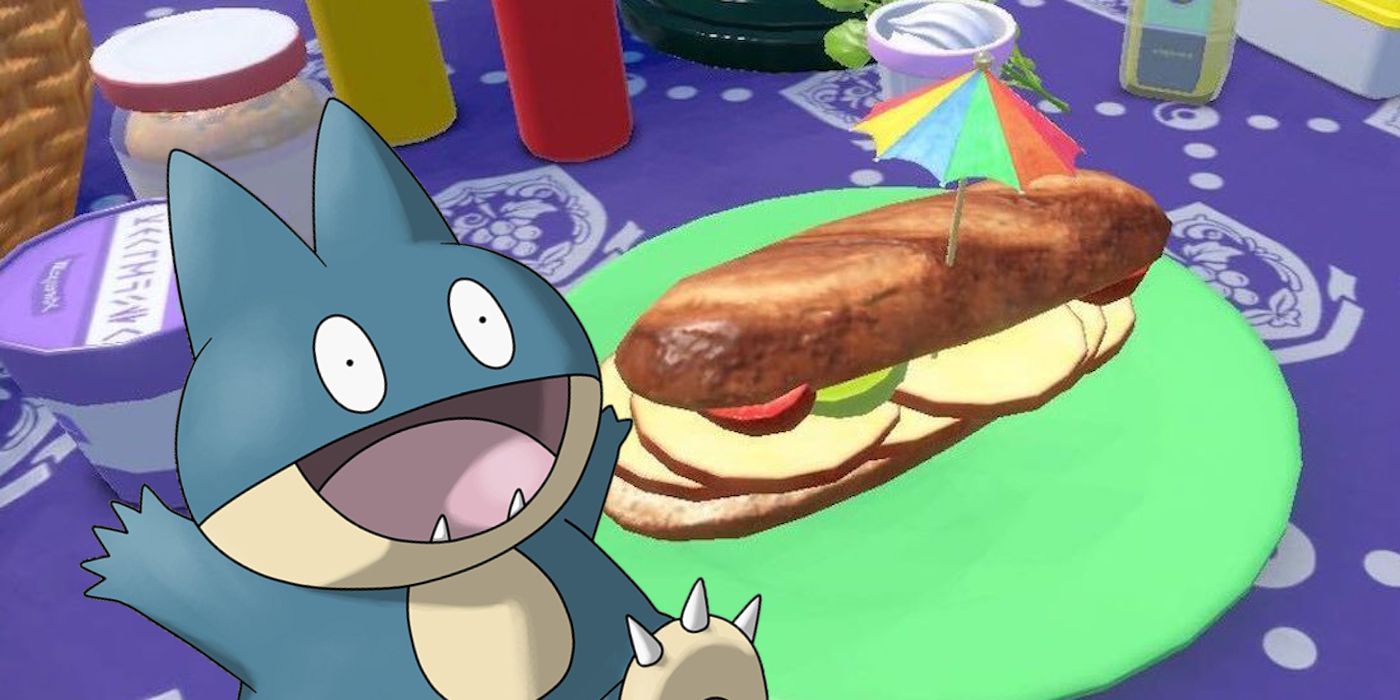 The Pokemon Munchlax with a large sandwich