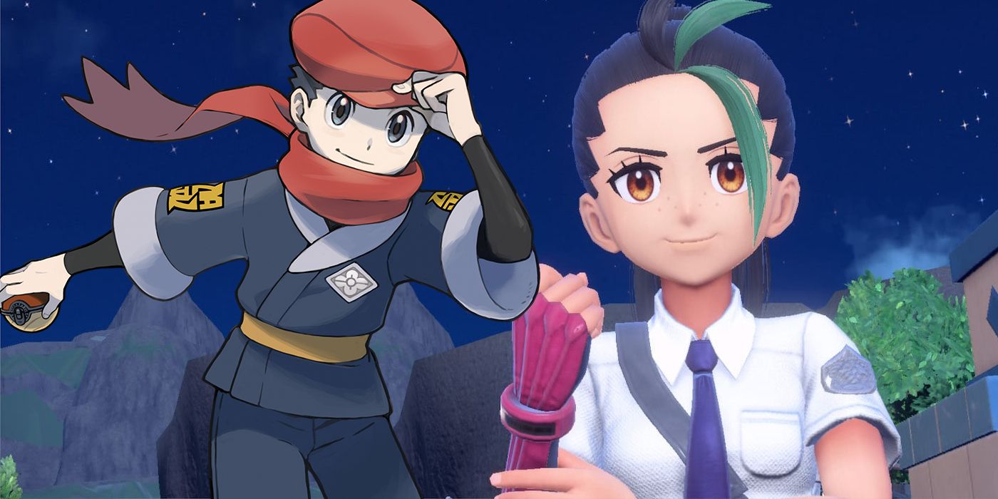 Trainer character from Pokémon Legends: Arceus next to a character from Pokémon Scarlet and Violet.