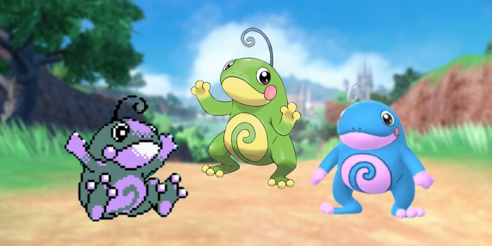 Politoed with both the old and new shiny versions