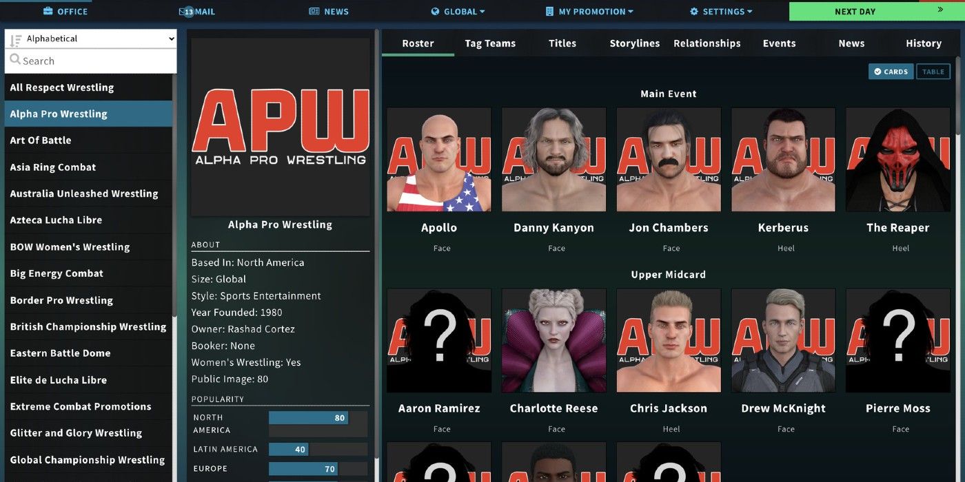 Pro Wrestling Sim game