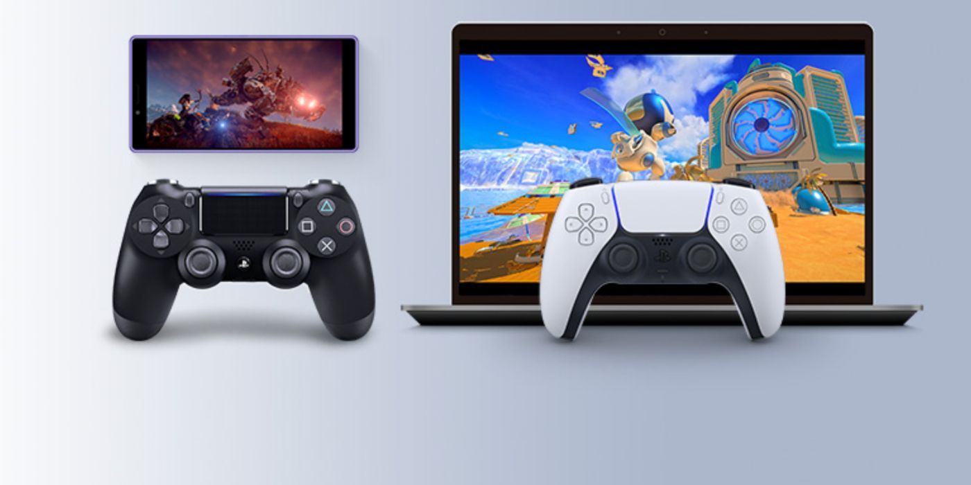 Promo image of PS Remote Play working with PS4 and PS5.