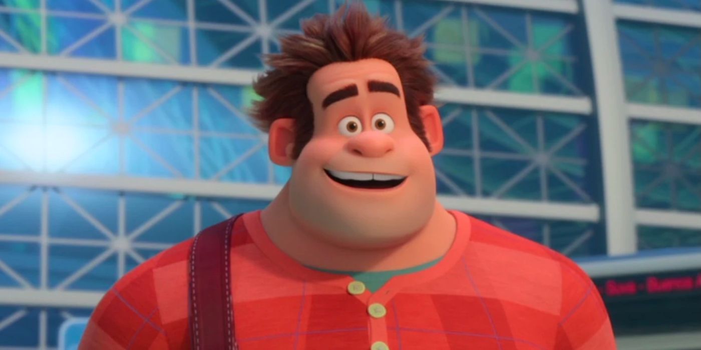 Ralph is smiling in Wreck-It Ralph.