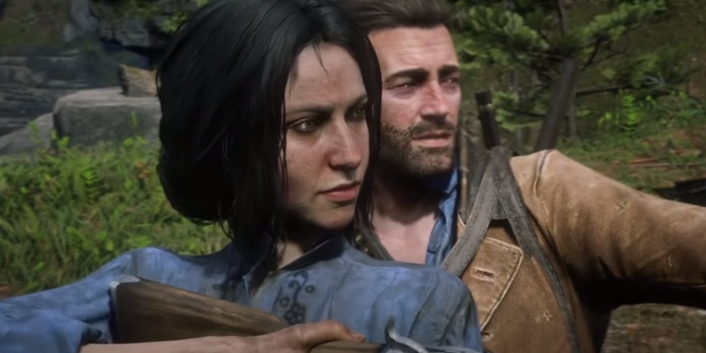 Arthur Morgan teaches Charlotte Balfour how to shoot in Red Dead Redemption 2's Widow Stranger Mission.