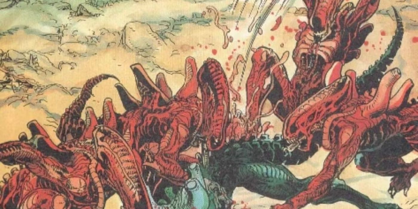 Red Xenomorph in Alien Genocide comics.