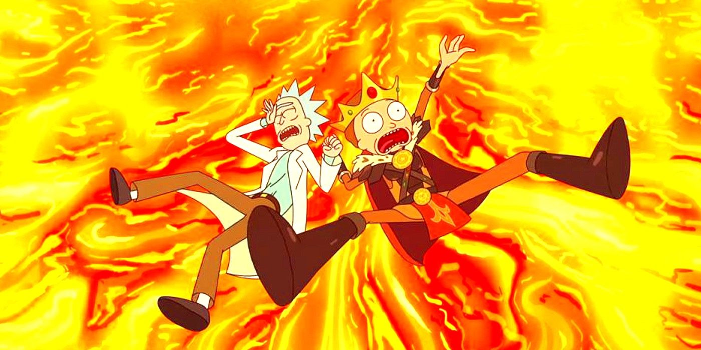 Rick and Morty jumping into the sun