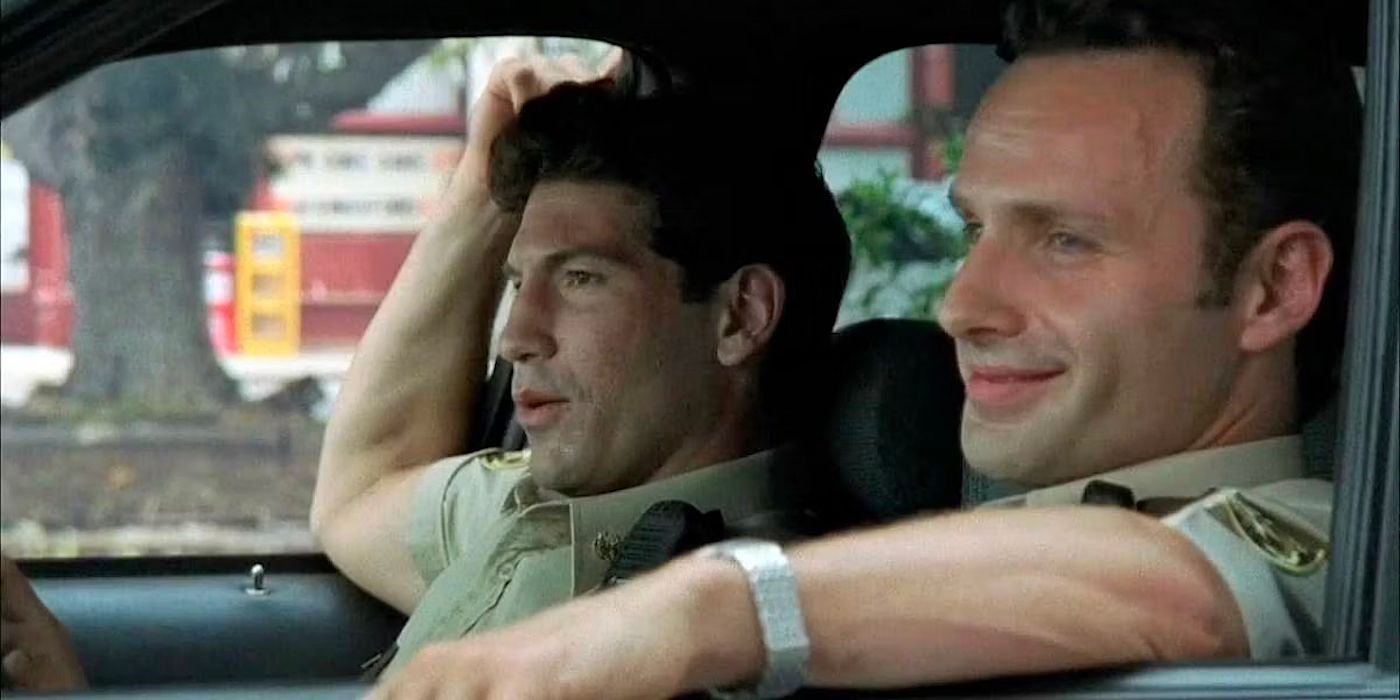 Rick and Shane in police uniforms in The Walking Dead