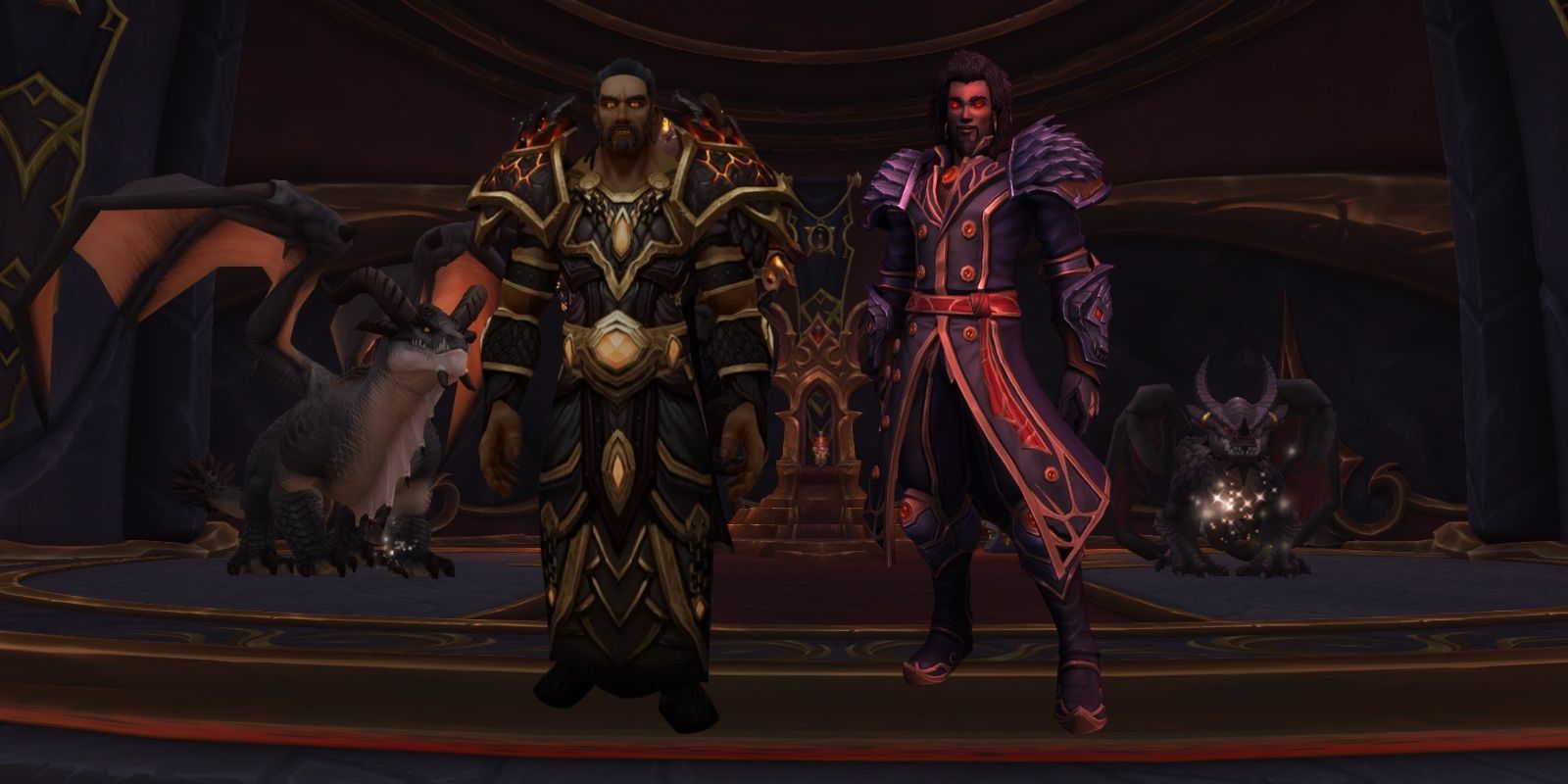 Sabellian and Wrathion in both Dragon forms and Human forms in WoW: Dragonflight.