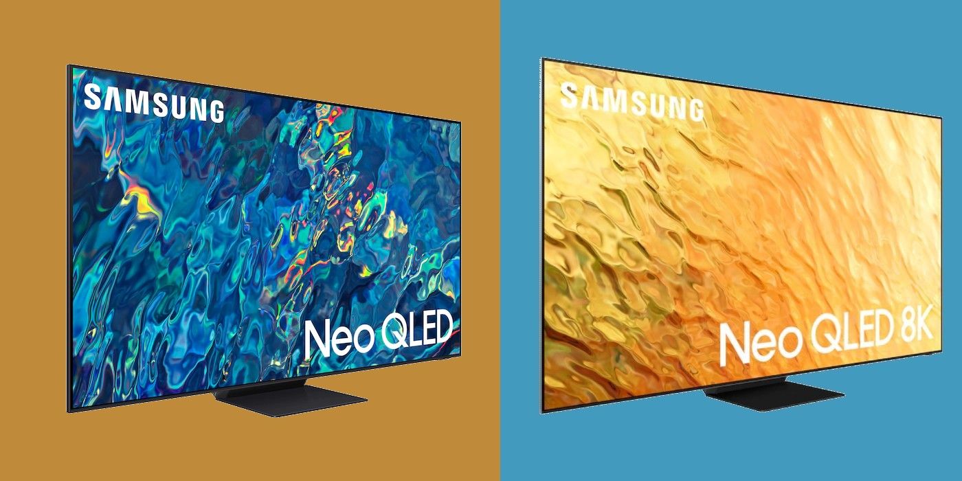 Split image of two models of Samsung's QLED Televisions