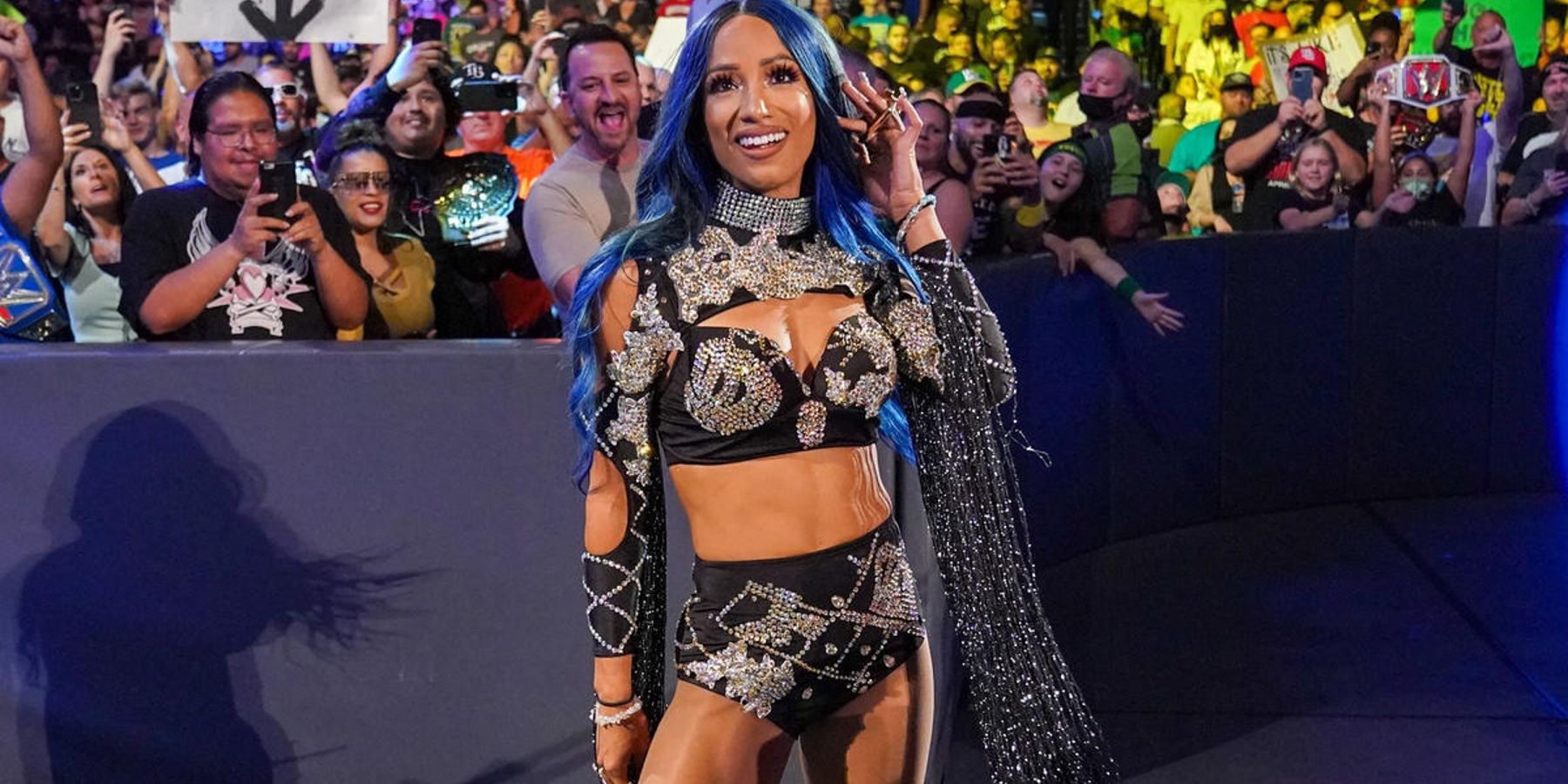 Sasha Banks makes her way to the ring while she was still with WWE.