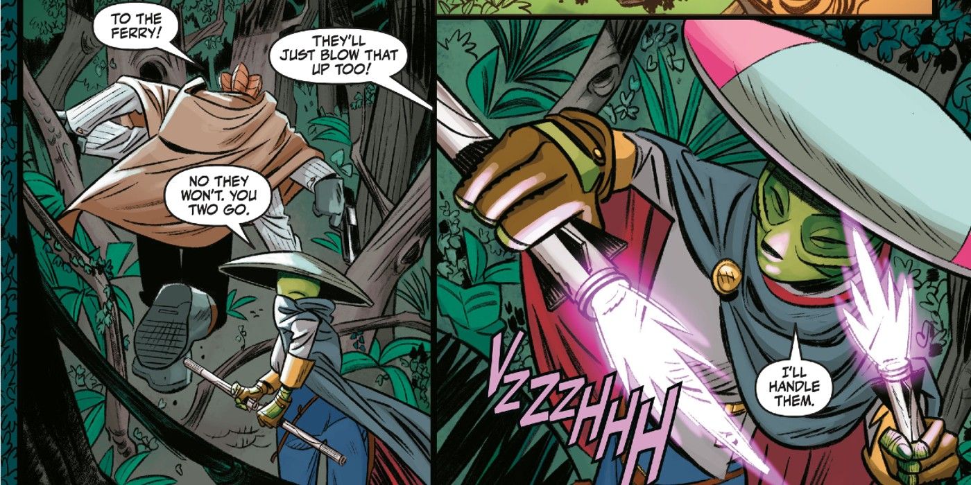 sav activates her lightsabers