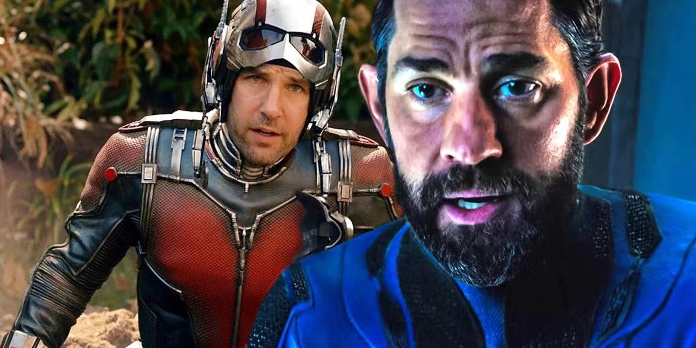 Ant-Man behind an image of Reed Richards in the MCU.